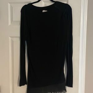 Black Tee Shirt with fringe bottom